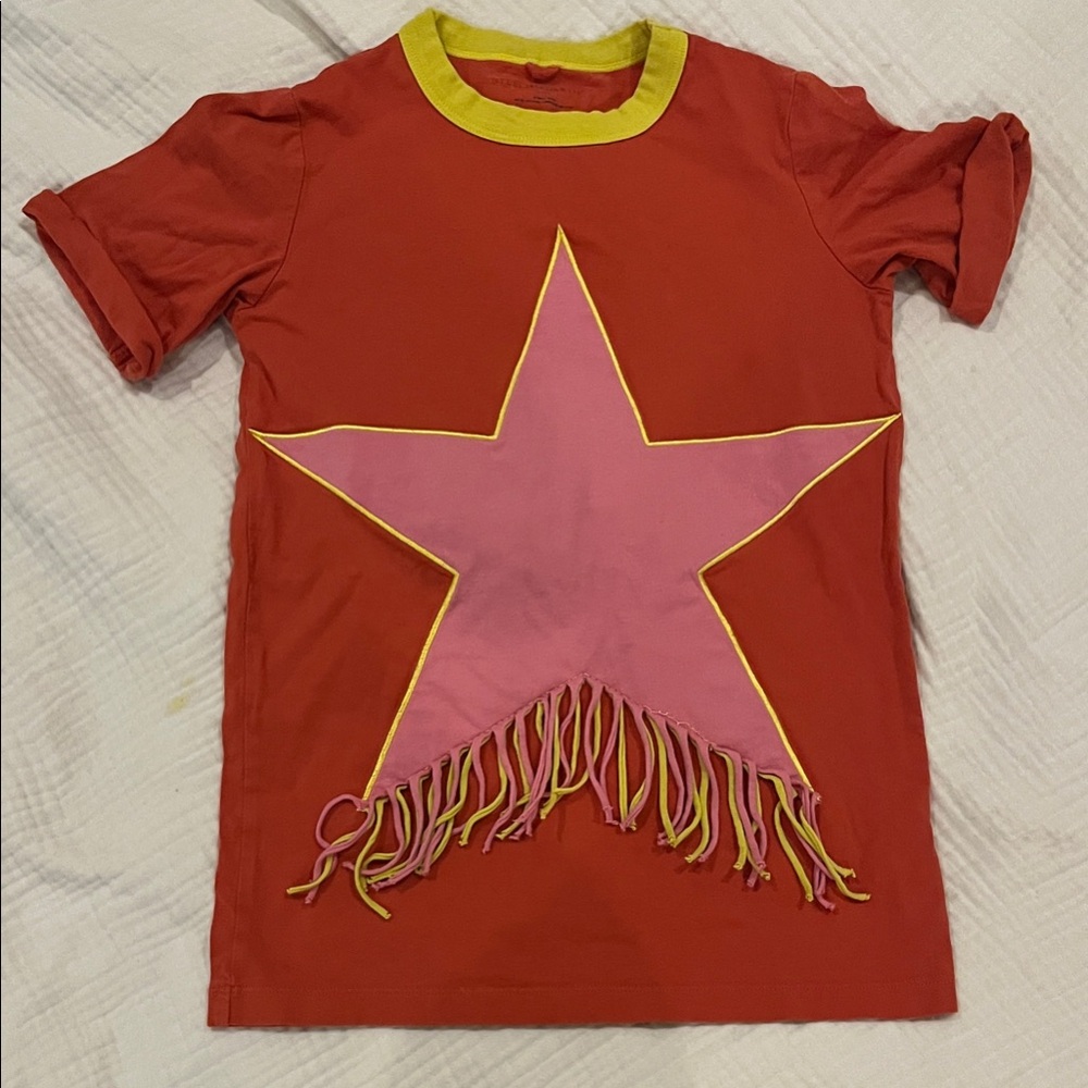 Stella McCartney Kids Orange Dress with Pink Star and Yellow Trim
